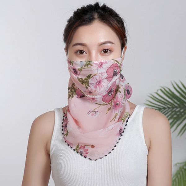 

scarves easehut women summer chiffon face scarf floral print thin sunscreen dustproof breathable multifucntional earloop ladies, Blue;gray