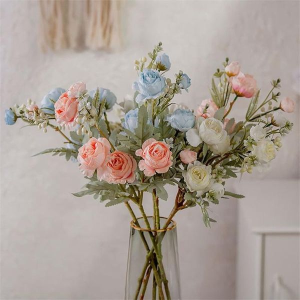

decorative flowers & wreaths 3 pcs artificial home decor party wedding decoration ins flores artificiales living room fake flower