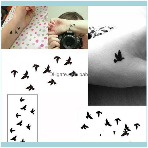 Temporäre Tattoos Kunst Gesundheit Schönheit10 cm Handgelenk Tattoo Einweg Design Schwarze Vögel Frauen Schönheit Cool Girl Körper Aufkleber Für Kunst1 Drop Deliv