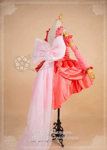 Anime Chobits Chi Cosplay Trajes Anjo Bonito Rosa Rosa Formal Vestido Full Set Cocktail Participe Play Roupas Personalizar - Faça qualquer tamanho Y0913