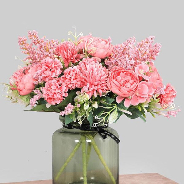 

artificial peony flowers silk roses bride bouquet wedding decor fake flower for home garden living room table window decoration decorative &