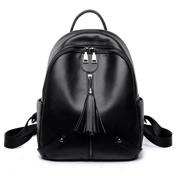 

female large backpack korean bag temperament travel style capacity new dual-use leather wild ladies leisure cooxj