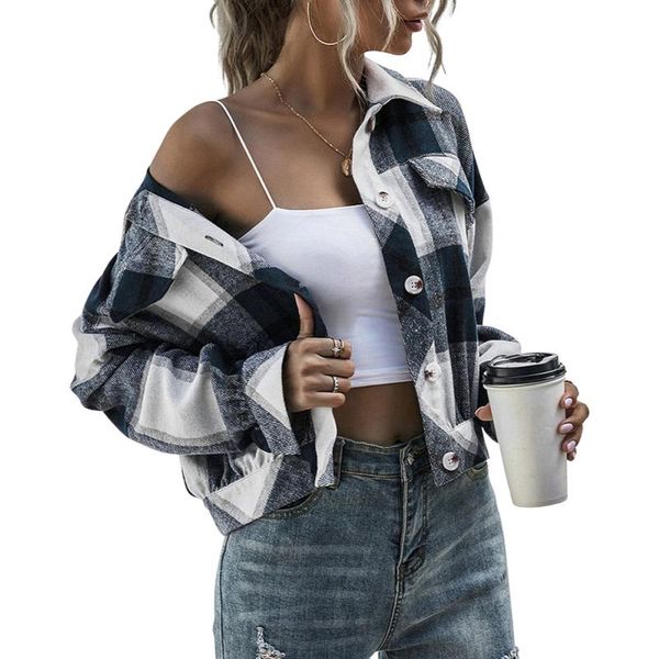 

women's jackets cozy women plaid coat, long sleeve lapel neck velvet warm loose casual party street short cardigan, Black;brown