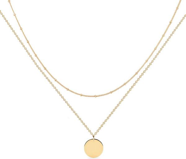 

chains layered heart necklace pendant handmade silver plated dainty gold choker arrow bar layering long for women