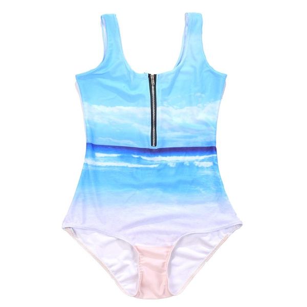 

women's jumpsuits & rompers manufacturer direct digital printing wholesale and retail haitian one-line zipper swimsuit zsst-1011, Black;white