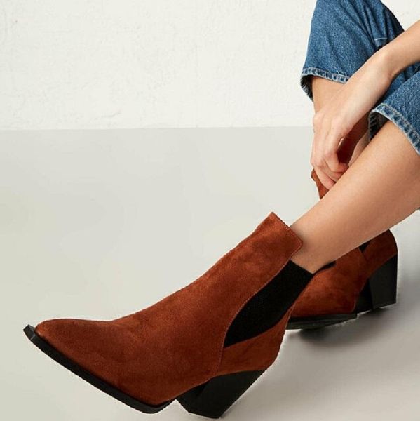 

boots 2021 women soft suede high heel ankle, Black