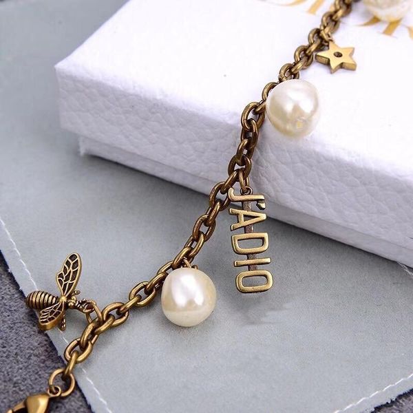 

simple new letter style fashion design brass material bee bracelet fine jewelry sale, Golden;silver
