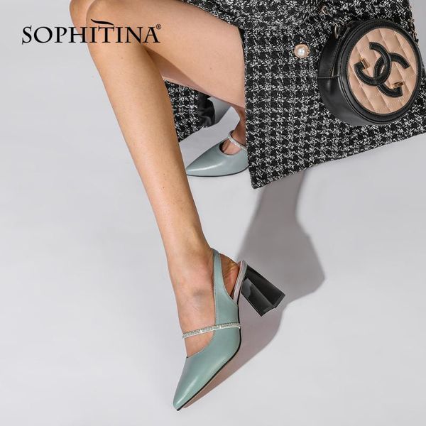 

women's pumps slingback pointed toe concise high heel elegant blue fashion shoes 2021 spring lady pk93 dress, Black