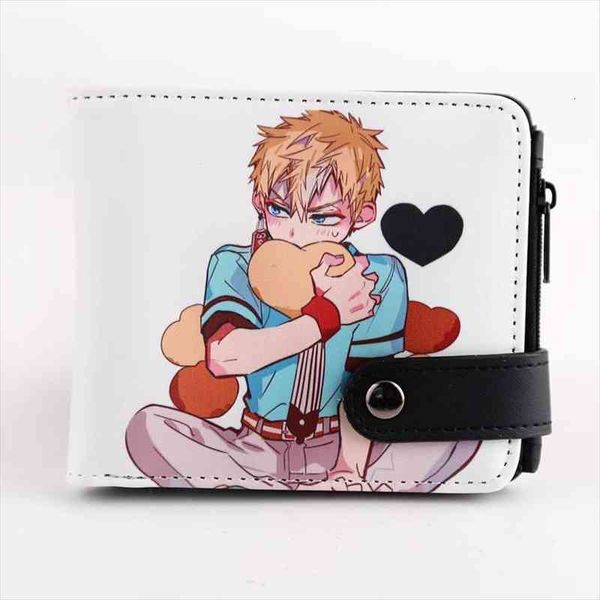 

anime toilet bound hanako kun cartoon short button wallet minamoto kou coin purse, Red;black