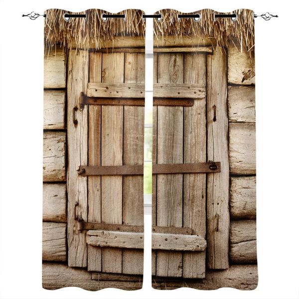 

barn wooden door straw windows curtains living room bedroom kitchen for children drapes window treatments curtain &