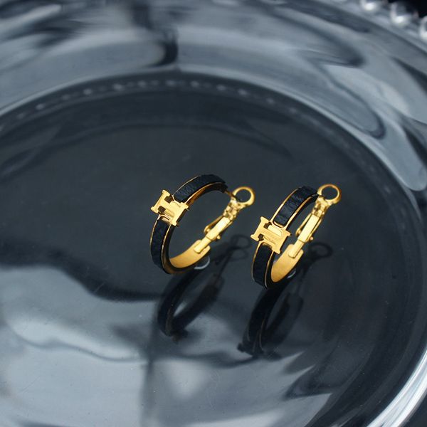 

tiktok, leather, titanium, steel, earrings, letters, fashion, kwai ins, Black
