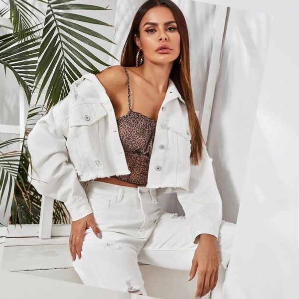 

women's jackets style denim jacket worn-out casual short, Black;brown