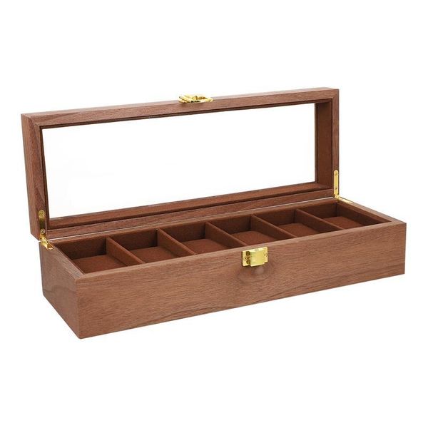 

watch boxes & cases 6 slots display box bracelet wooden storage, Black;blue