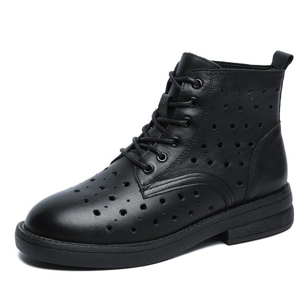 

boots sandals spring thin women's and summer 2021 all-match hollow breathable single shoes show feet small hong ko, Black