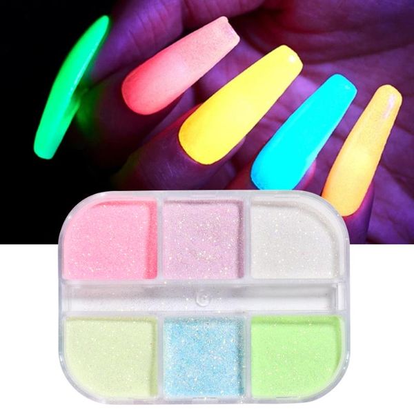 

nail glitter noctilucent luminous dip powder pigment set sugar sandy chrome dust disco gel polish nails art decoration be1909-22, Silver;gold