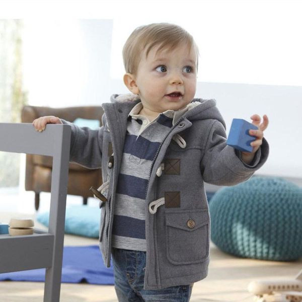 

coat children's winter thickening plus velvet warm casual jacket europe and the united states wind boy wool 0-5 years old, Blue;gray