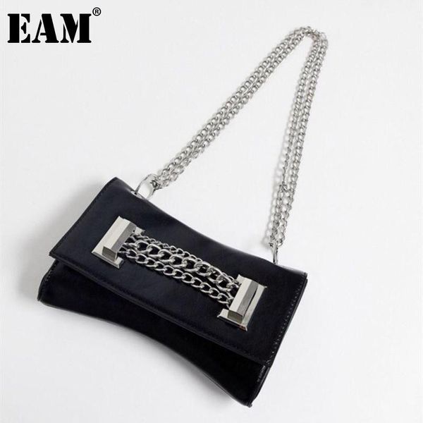 

[eam] women retro chains pu leather flap personality all-match crossbody shoulder bag fashion tide 2021 18a2692 bags