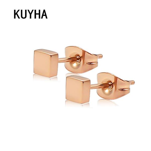 

stud fashion genuine punk earrings square simulated jewelry for women statement push-back hang brincos super deal, Golden;silver