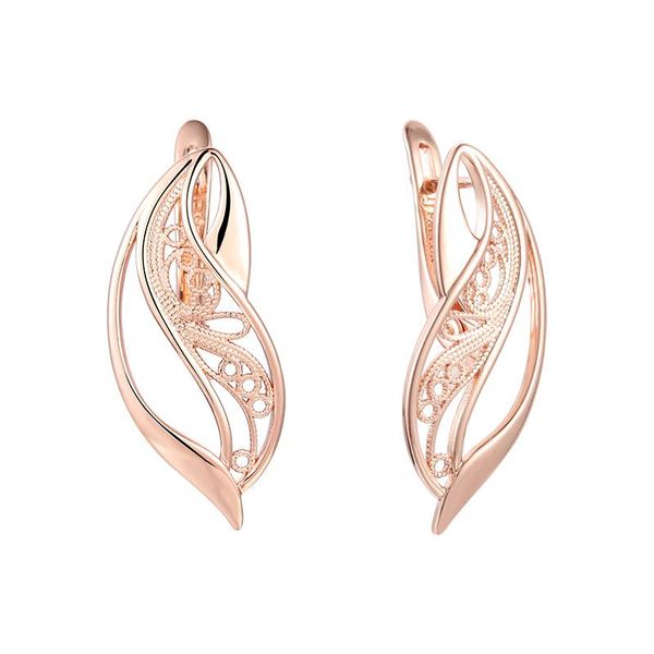 

dangle & chandelier fj women hollow plant leaf earrings 585 rose gold color jewelry, Silver