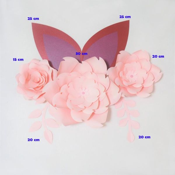 

giant paper flowers artificial rose fleurs backdrops 3pcs+2 leave+2 ears for wedding decorations baby nursery video tutorial decorative & wr