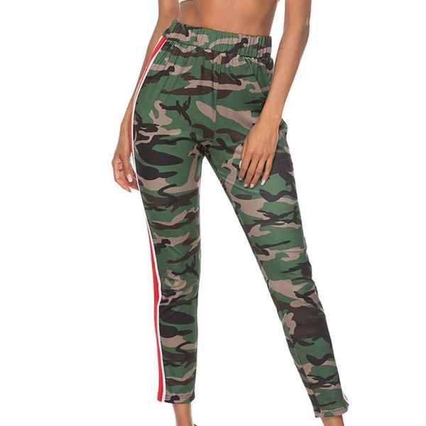 

women's pants & capris 2021 spring autumn causal office ladies high waist outdoor camouflage print long bodycon for women, Black;white