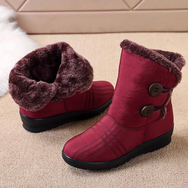 

boots 2021 woman shoes winter snow warm ankle platform rubber female footwear lady low heel, Black