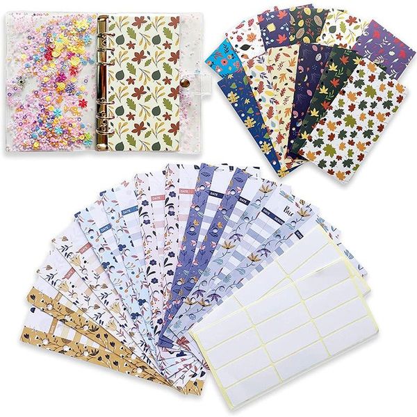 

gift wrap a6 pvc budget binder, planner organizer with cash envelopes, for budgeting, expense sheets