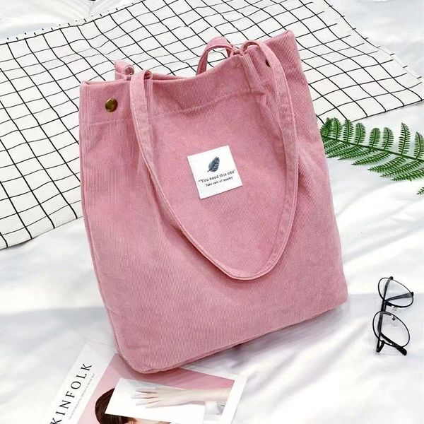 

corduroy bag 2021 velor women's bag storage canvas bag shoulder environmental shopper bags environmental protection reusable shoulder l