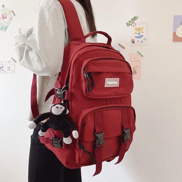 

backpack college style versatile sweet girl student schoolbag pure color large capacity simple travel bag
