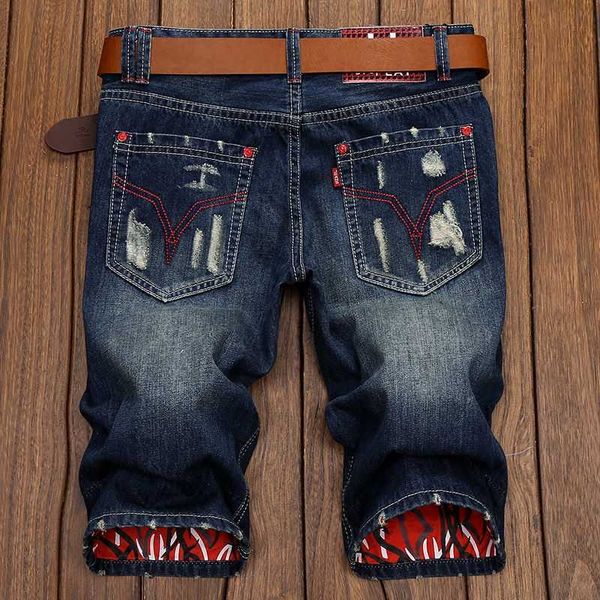 

men's jeans summer fashion pockets zipper knee length men short male tide loose plus size 28 29 30 31 32 33 34 36 38 40 42 p64g, Blue