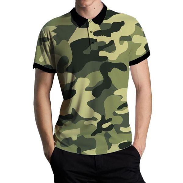 

men's polos sonspee 3d business casual camouflage printed shirt summer fashion home trend compassionate large size loose short sl, White;black