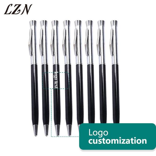 

ballpoint pens lzn personalized your text/logo small rotating metal pen portable office&school stationary supplies 500pcs a lot, Blue;orange