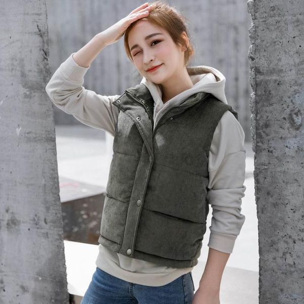 

women's vests women winter down cotton padded loose slim warm parka vest coat sleeveless jacket waistcoat plus size m-xxxl army green, Black;white