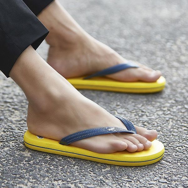 

beach flip flop summer couple sandals flat heel casual slippers, Black