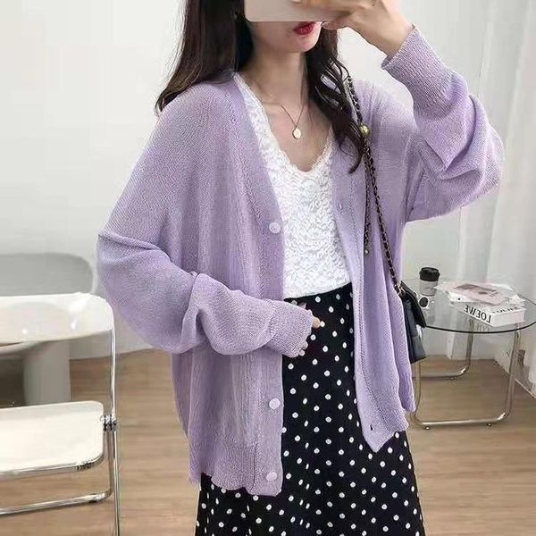 

women's knits & tees women knitted spring cardigan casual long sleeve open stitch female thin knitwear ladies loose korean plus size 4x, White