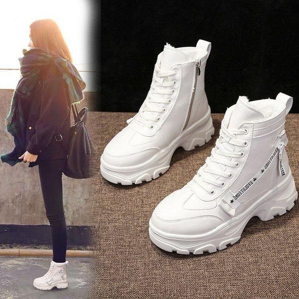 

boots increase short thick sole winter shoes 2021 snowfield woman, Black