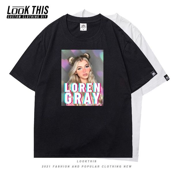 

women's t-shirt loren gray y2k print women t-shirts 2021 spring/summer girl female harajuku short sleeve tshirt, White