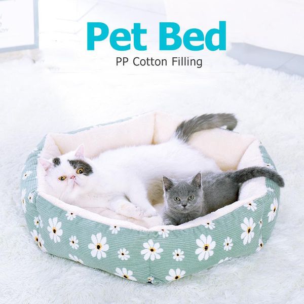 

kennels & pens winter warm cat mats dog kennel printing corduroy fabric comfortable soft beds pp cotton filling pet house kitten products