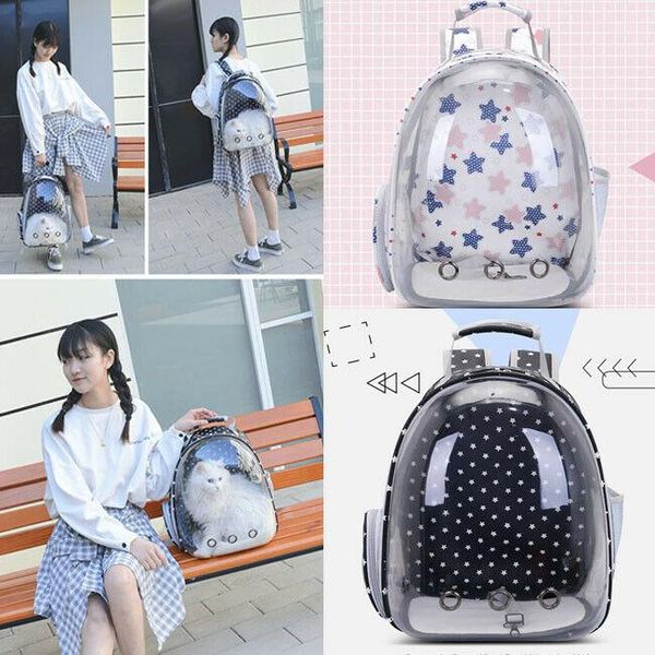 

backpack breathable outdoor pet dog cat out double shoulder portable travel space transparent