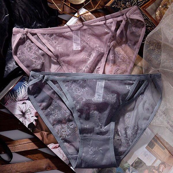 

women's panties women low-waist lace cotton crotch breathable ultra-thin mesh comfortable stretch underwear, Black;pink