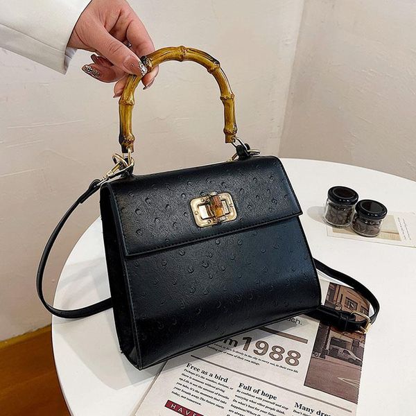 

women's bamboo handbag, pu leather leisure shoulder strap, 2021 cross body