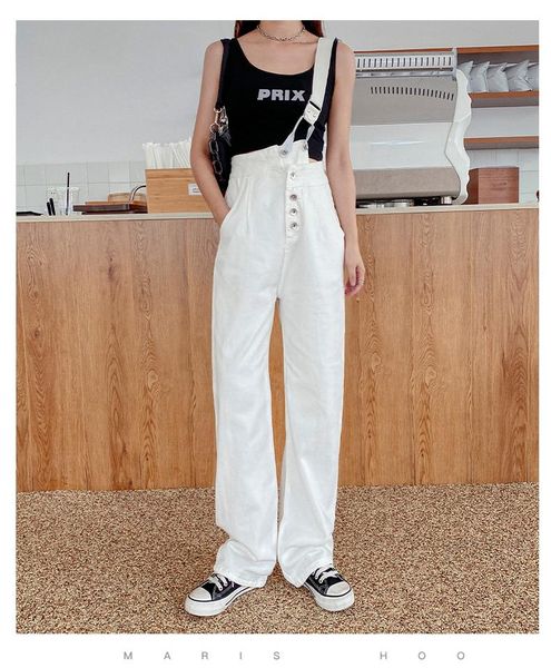 

women's jeans two ways to wear women summer thin section high waist wide leg denim overalls casual spring and autumn, Blue