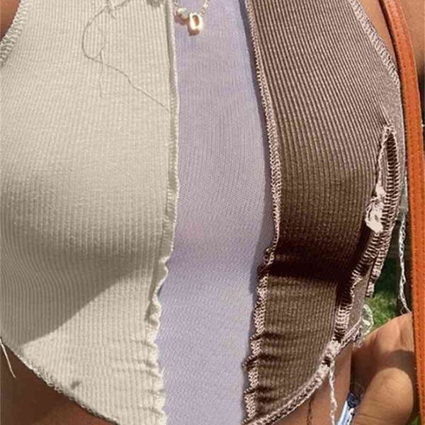 

2021 summer women's spliced sleeveless top, Black;red