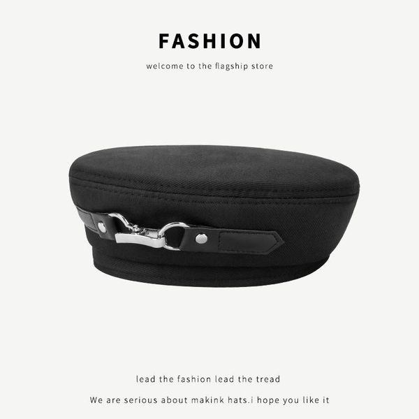 

berets sparsil autumn metal buckle beret caps for women black ins octagonal hats solid british retro painter hat female bonnet cap, Blue;gray