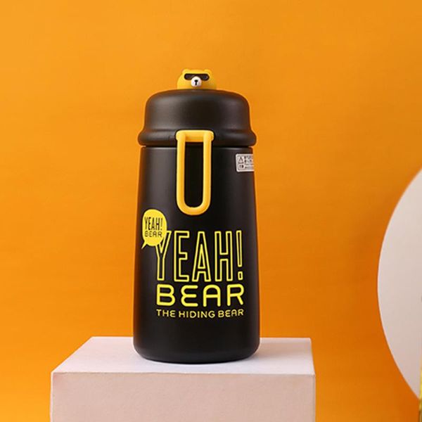 

water bottles creative trend vacuum cup cute cartoon fun rotatable bear portable vehicle-mounted 304 stainless steel tea brewing