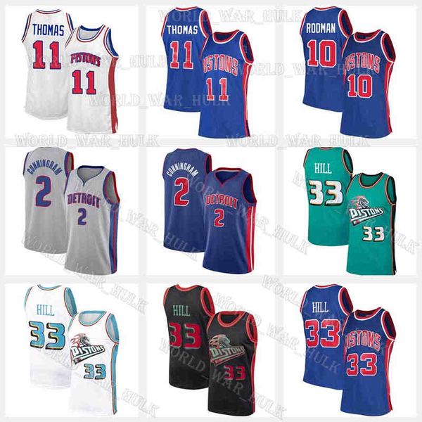 

cade 2 cunningham basketball jerseys 2021 draft grant 33 hill jersey mens detroitpistonsdennis 10 rodman isiah 11 thomas blue th, Black;red