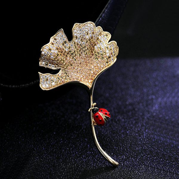

sinzry women's creative jewelry accessory cubic zircon micro pave leaf elegant brooches pin lady beauty jewel, Gray