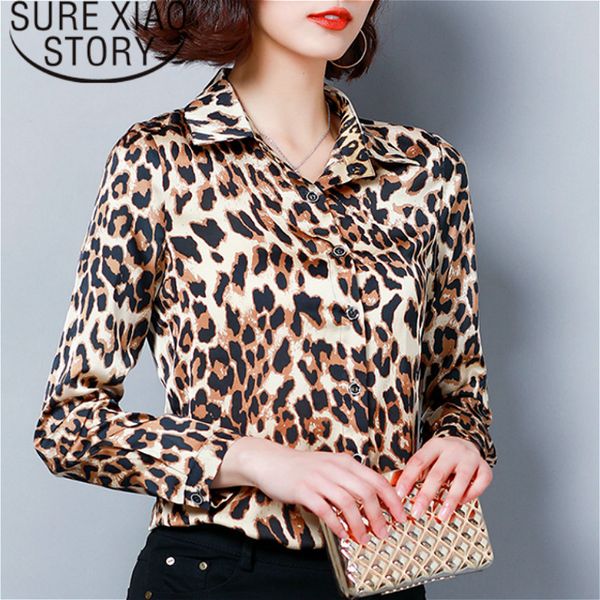 

womens and blouses blusas mujer de moda plus size women button leopard office lady turn-down collar 2226 50 210415, White
