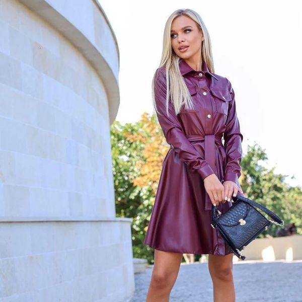 

dresses women vintage front pockets button sashes a-line long sleeve turn down collar solid casual 2021 spring fashion dress, Black;gray