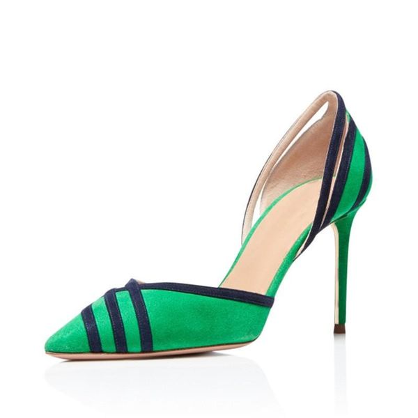 

plus size 45 concise party shoes woman pointed toe women summer green back-strap sandals tl-a0276, Black